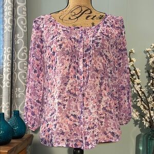 St. John's Bay Semi Sheer Watercolor Floral Blouse - Size PM/Petite Medium